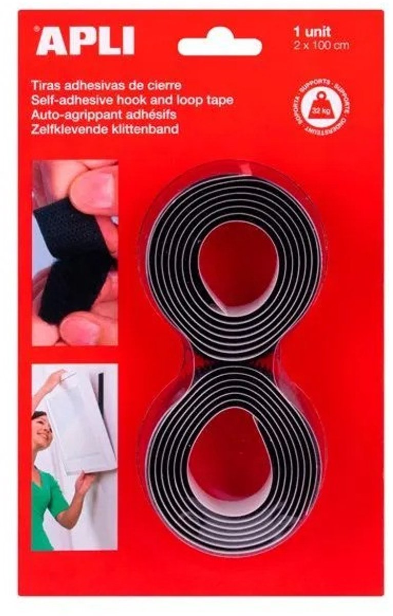 APLI Kids klittenband zwart - sterke plakstrip voor knutselen en organiseren.
