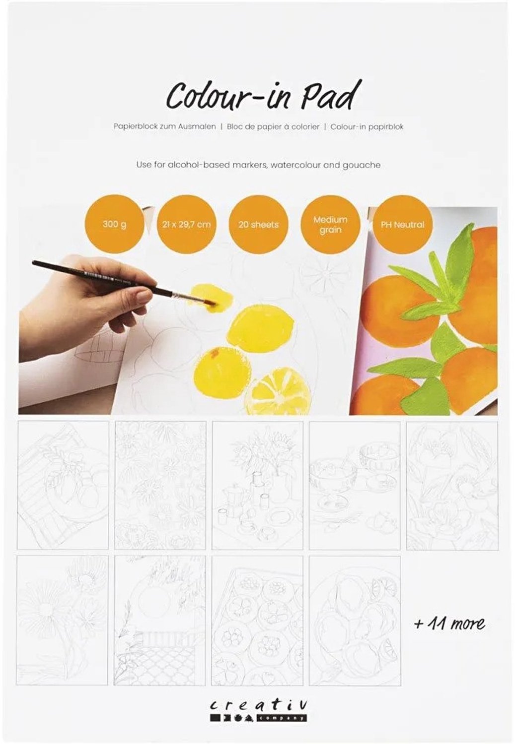 Creativ Company kleurblok A4 20 vellen 300g tekenpapier.