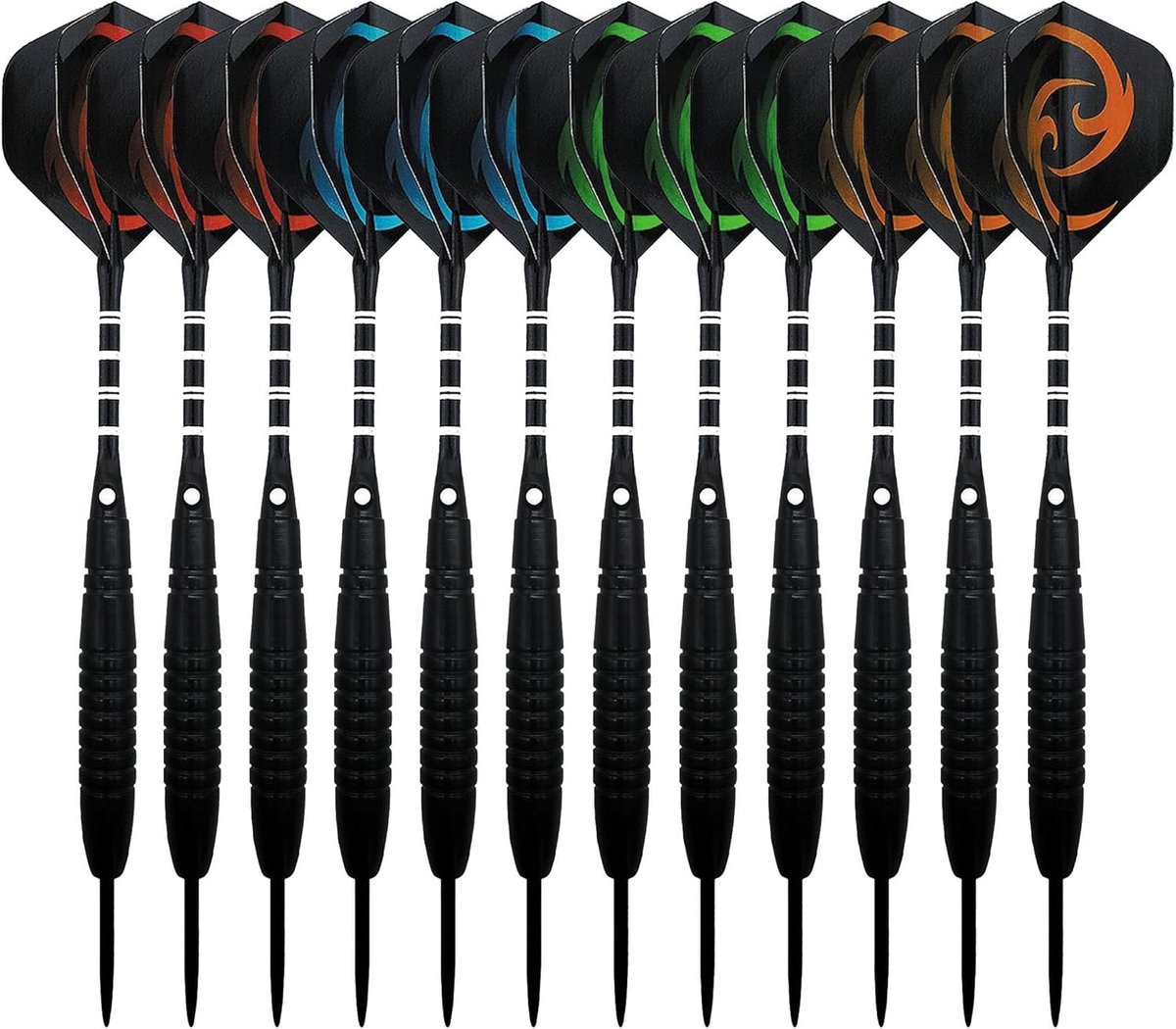 Dartpijlen - Dart Flights - Dartpijlen Set - 23 Gram - Professionele Dartpijlen Set - Cadeau - Zwart - 40 Flights, 24 Anti Losraken Rubberen Ringen - Set van 12 - van Imperatoris