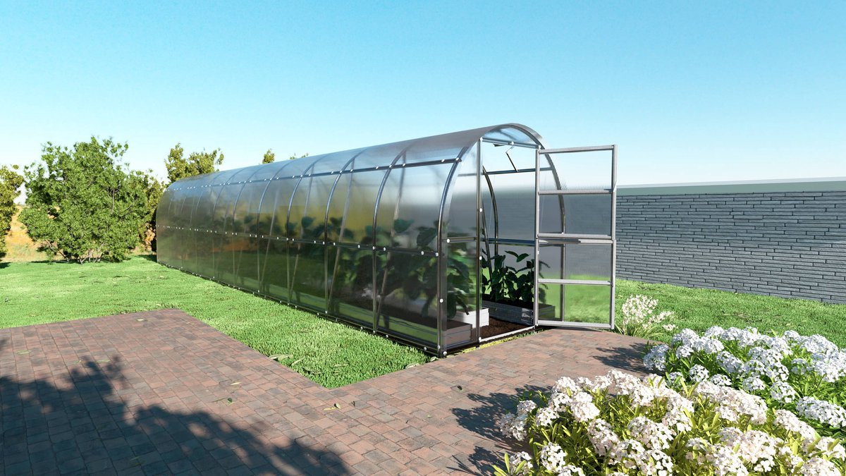 Klasika Polycarbonaat tuinkas 2x10m 20m² + automatisch dakraam Slim