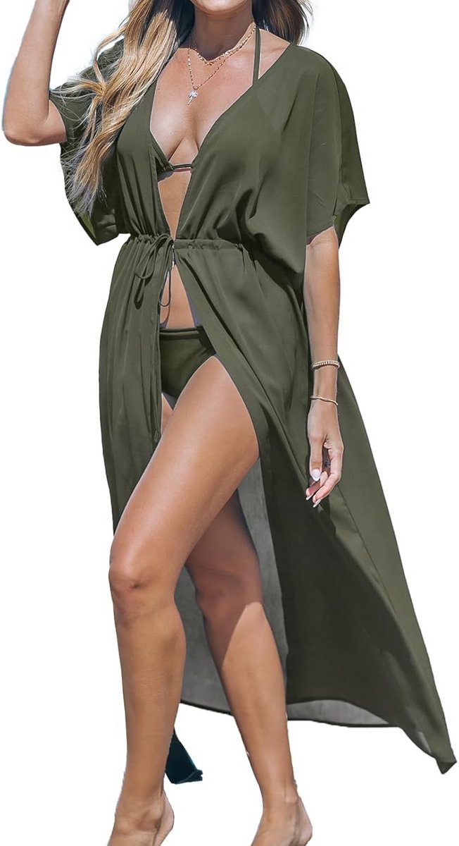 Dames Kimono Strandjurk Dierenprint Open Voorkant Badpak Cover Up
