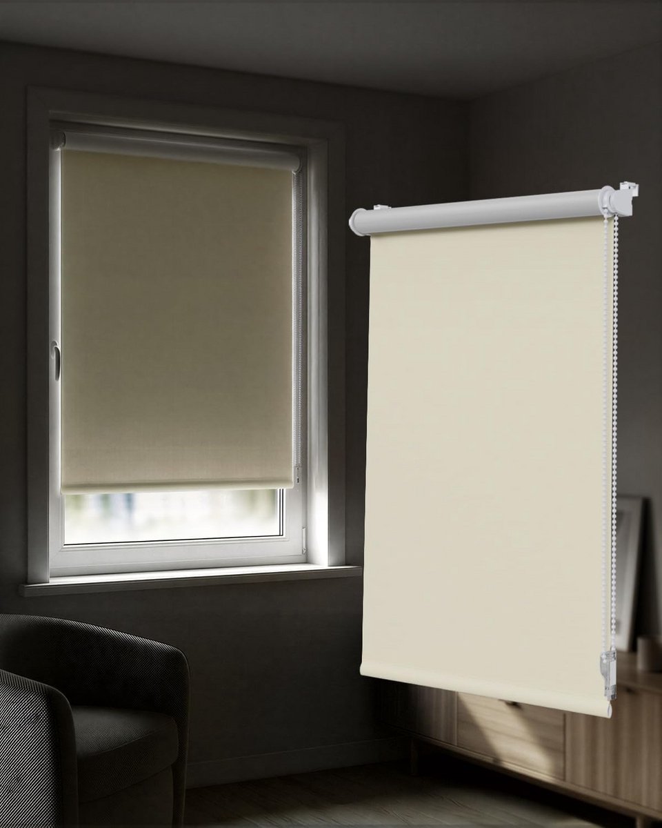 Verduisterend Rolgordijn Zonder Boren - Crèmewit - 55 x 220 cm