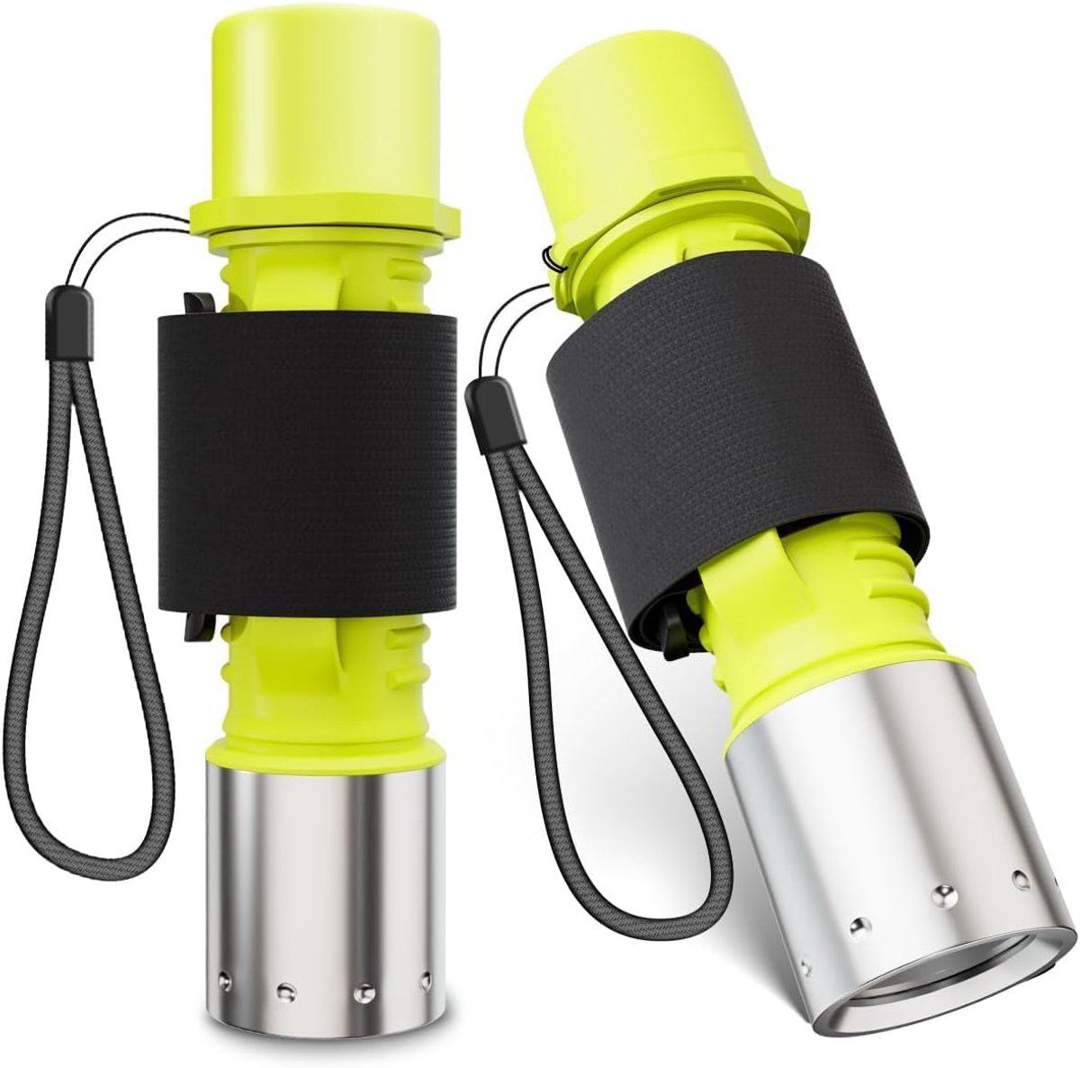 Duiklamp met oplaadbare batterij, LED-zaklamp met hoge lichtopbrengst voor snorkelen en duiken, geschikt voor onderwatersporten (2 stuks) (batterijen niet inbegrepen).