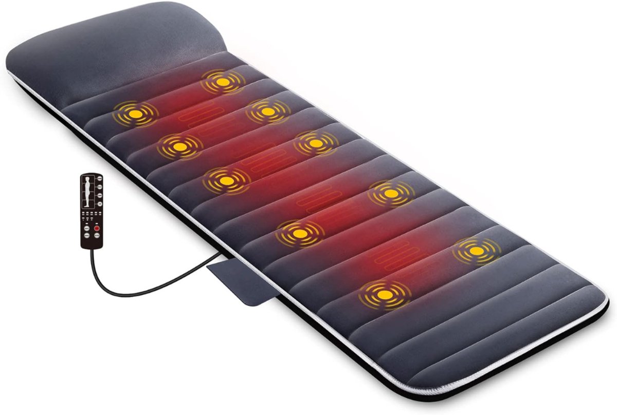 Aura® Massage Mattress 10 Modi - Massage Matras - Massage Matras Met Warmte - Grijs - 62cm x 23cm x 35cm
