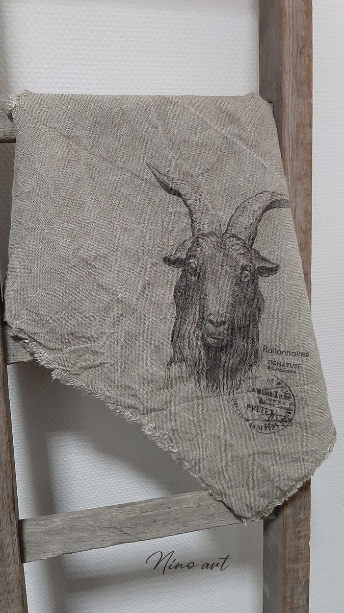 Shabby linnen keukendoek met ram 45 x 45 cm