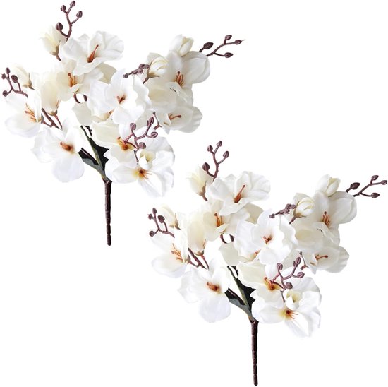 Foto: Zijden boeket magnolia 43 cm hoog zijden magnolia boeket mooie magnolia realistisch onderhoudsvrij 5 stelen doe het zelf boeket diy lente multi color kunstbloemen nep bloemen nepbloemen kunstplanten