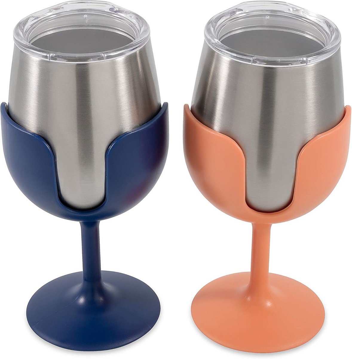 Geïsoleerde Wijn Tumblers RVS - Dubbelwandig Vacuüm - 2 Stuks met Verwijderbare Stelen