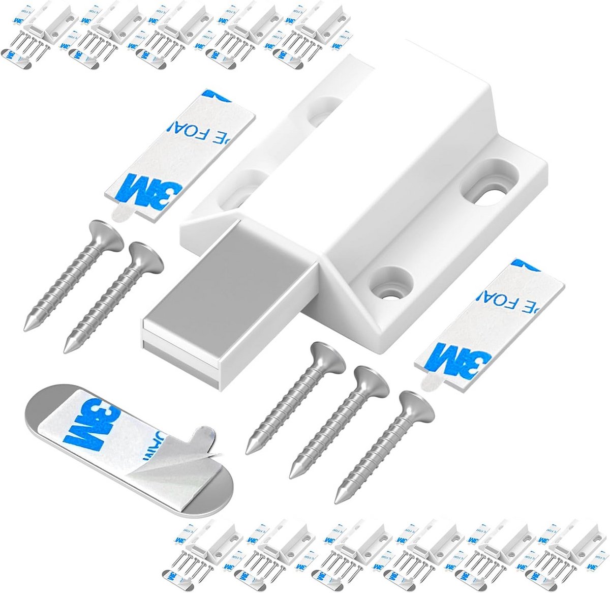 Magnetische Druksluitingen voor Kastdeuren zonder Boren - Push to Open Deurvergrendeling Wit (12 Stuks)