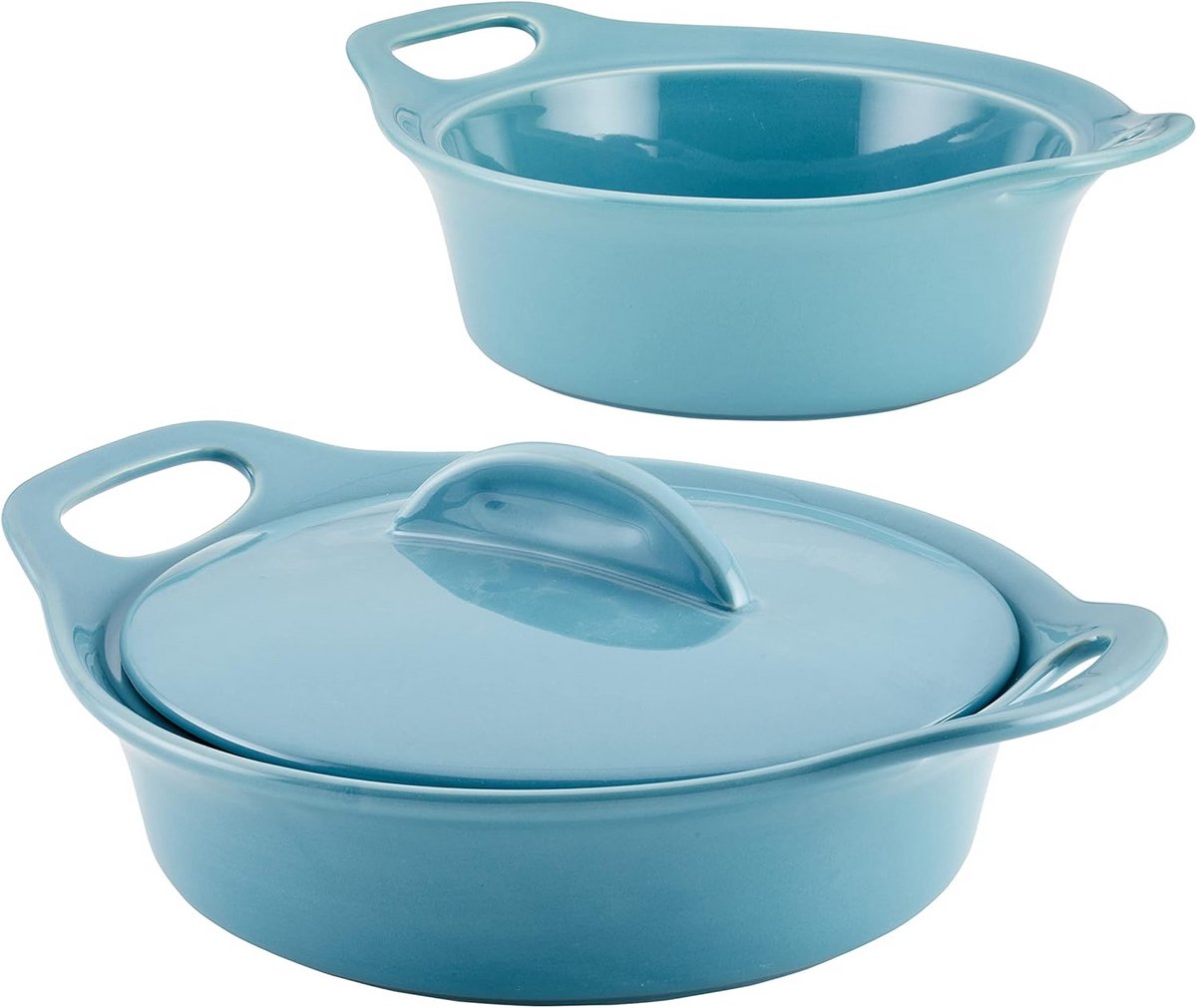 Keramische Ovenschaal Bakvormenset met Deksel 3-delig Blauw