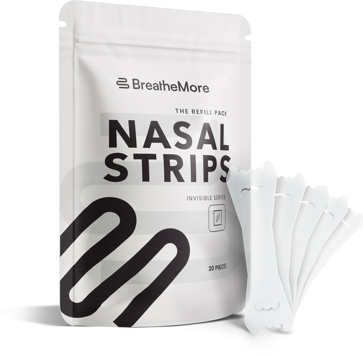 BreatheMore® Neusstrips - The Invisible Series - Refill Pack - Transparant - 30 stuks