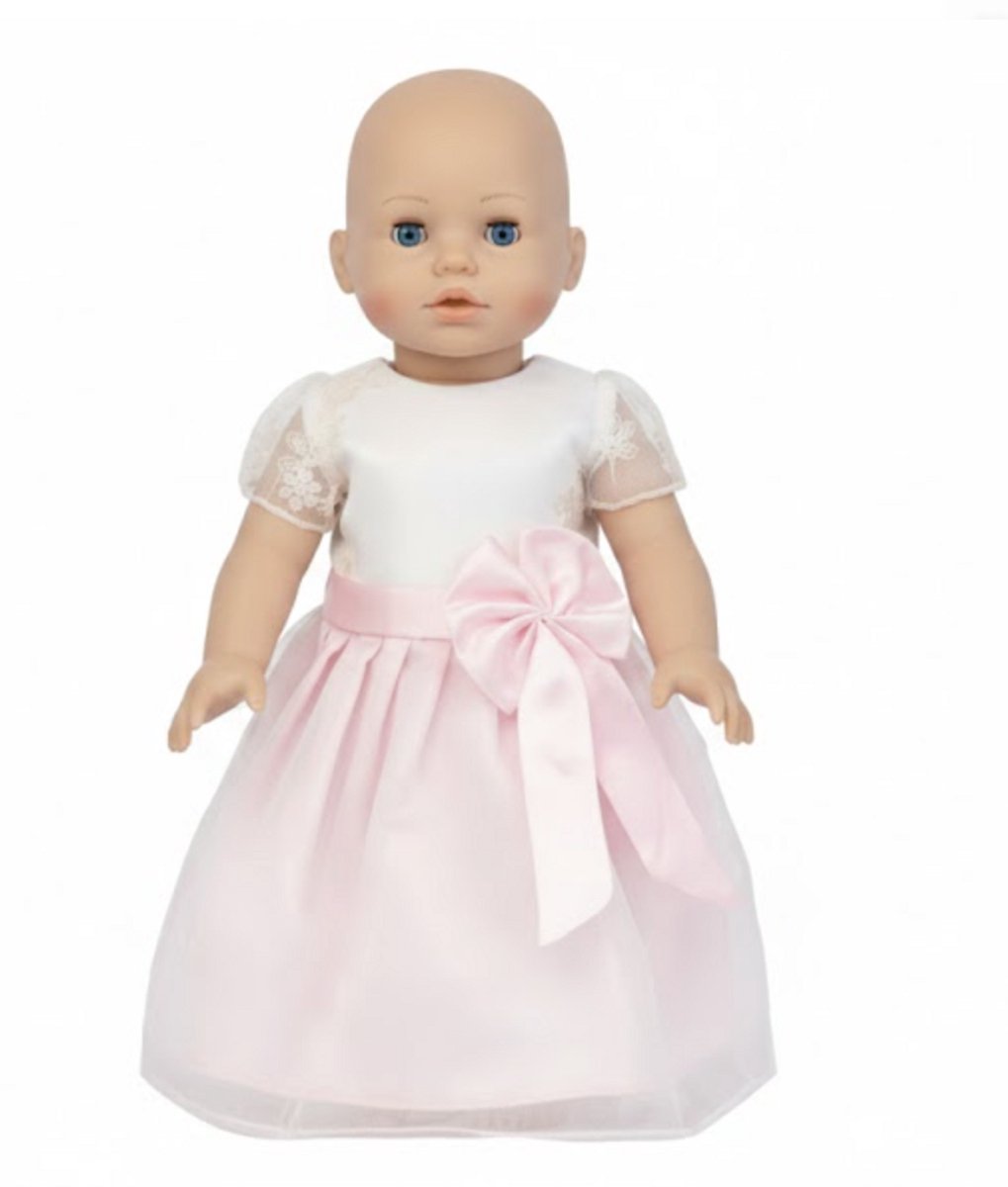 Sjieke Wit-Roze Jurk - “Geschikt voor Baby Born” - Elegante Poppenjurk - Accessoire en kleertjes voor je 36 + 43 cm BabyBorn Pop