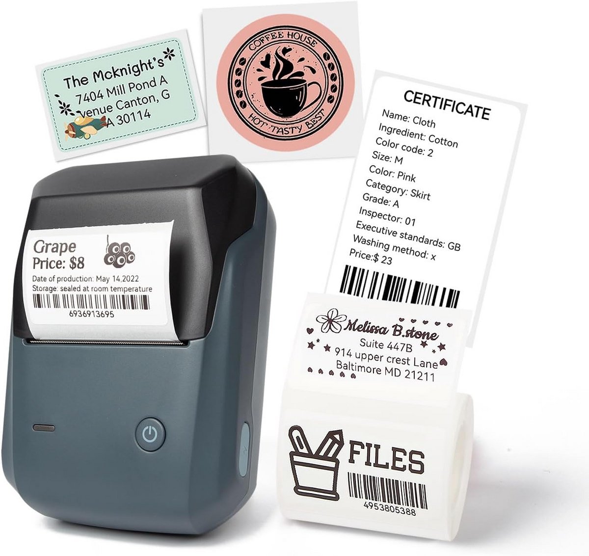 Draagbare Bluetooth Labelprinter - Thermische Stickerprinter voor Adres, Barcode, Logo & Zakelijk Gebruik