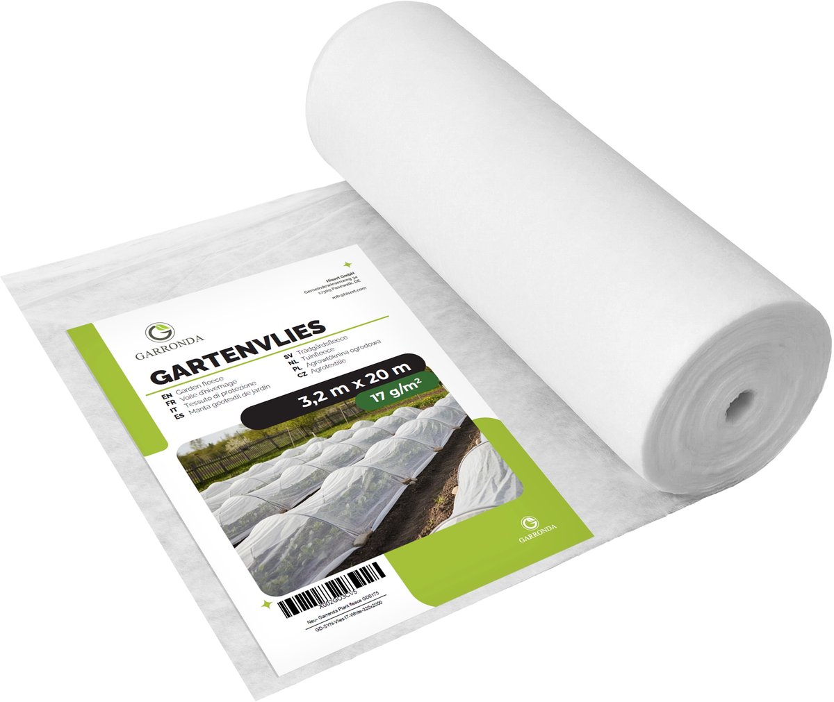 Garronda Tuinvlies 17 g/m² Wit 3,2 x 20 m – Ademend, UV-bestendig GD-SYN-Vlies17