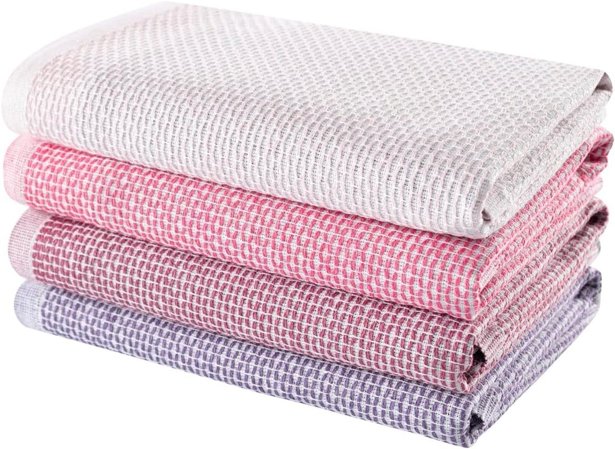 Theedoeken Katoen 60x40 cm Zachtroze Set van 4