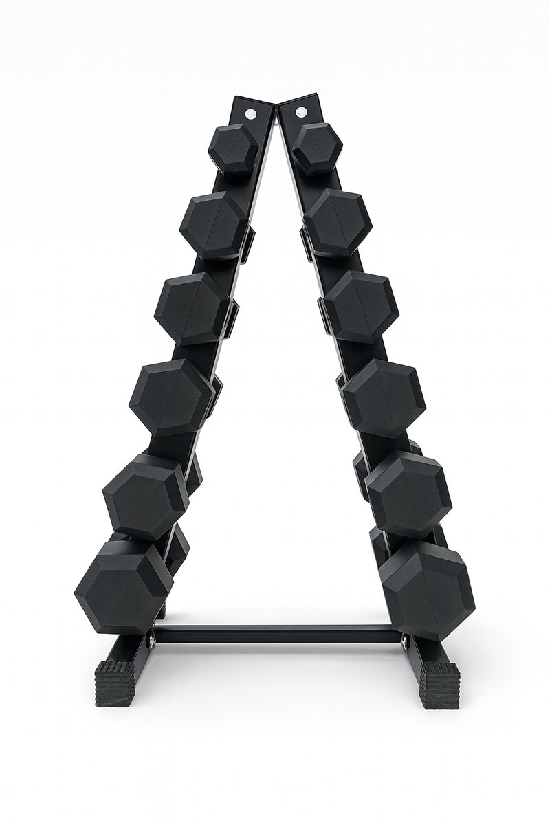 Dumbbelltoren 2.5kg - 15kg inclusief hexagon dumbbells