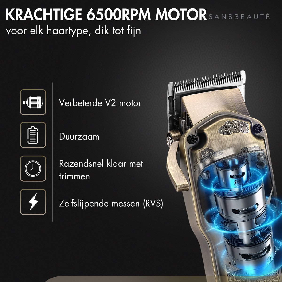 Professionele Draadloze 5-in-1 Tondeuse - Sansbeauté - Tondeuse Mannen Hoofdhaar - Cheveux Haar - Haartrimmer - Kapper Haar Machine - Haartondeuse - Trimmer Baard - Barbe Hair Clipper - Kapper Buddha Trimmer - Barber Set - Kappersset thumbnail 4
