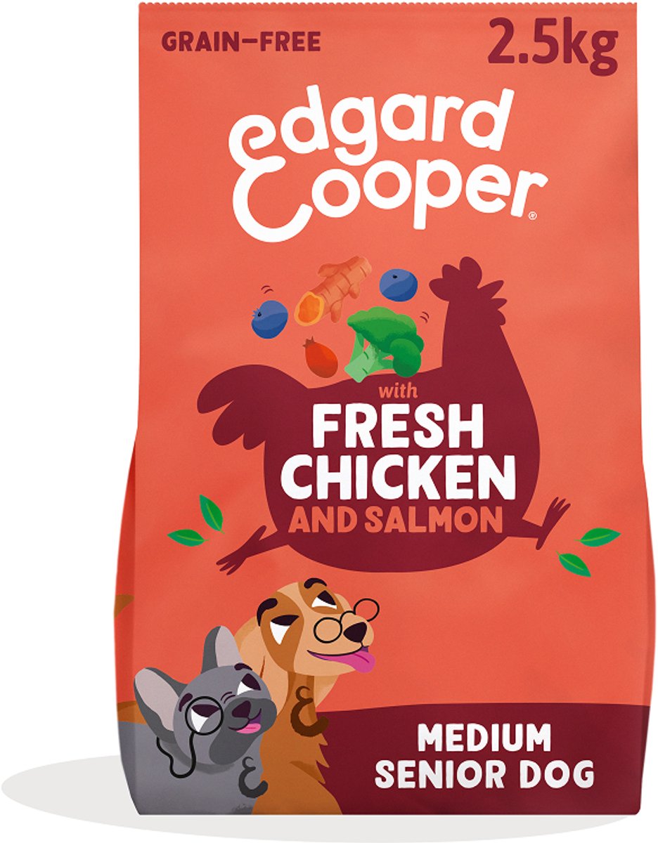 Edgard & Cooper Free-Run Chicken Senior Kip&Zalm&Broccoli - Hondenvoer - 2.5 kg Graanvrij