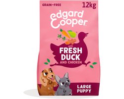 Edgard & Cooper Puppy Hondenbrokken Voor Grote Honden, Verse Eend & Kip, 12Kg, Graanvrij Recept Met Natuurlijke Ingrediënten, Perfecte Vezelbalans