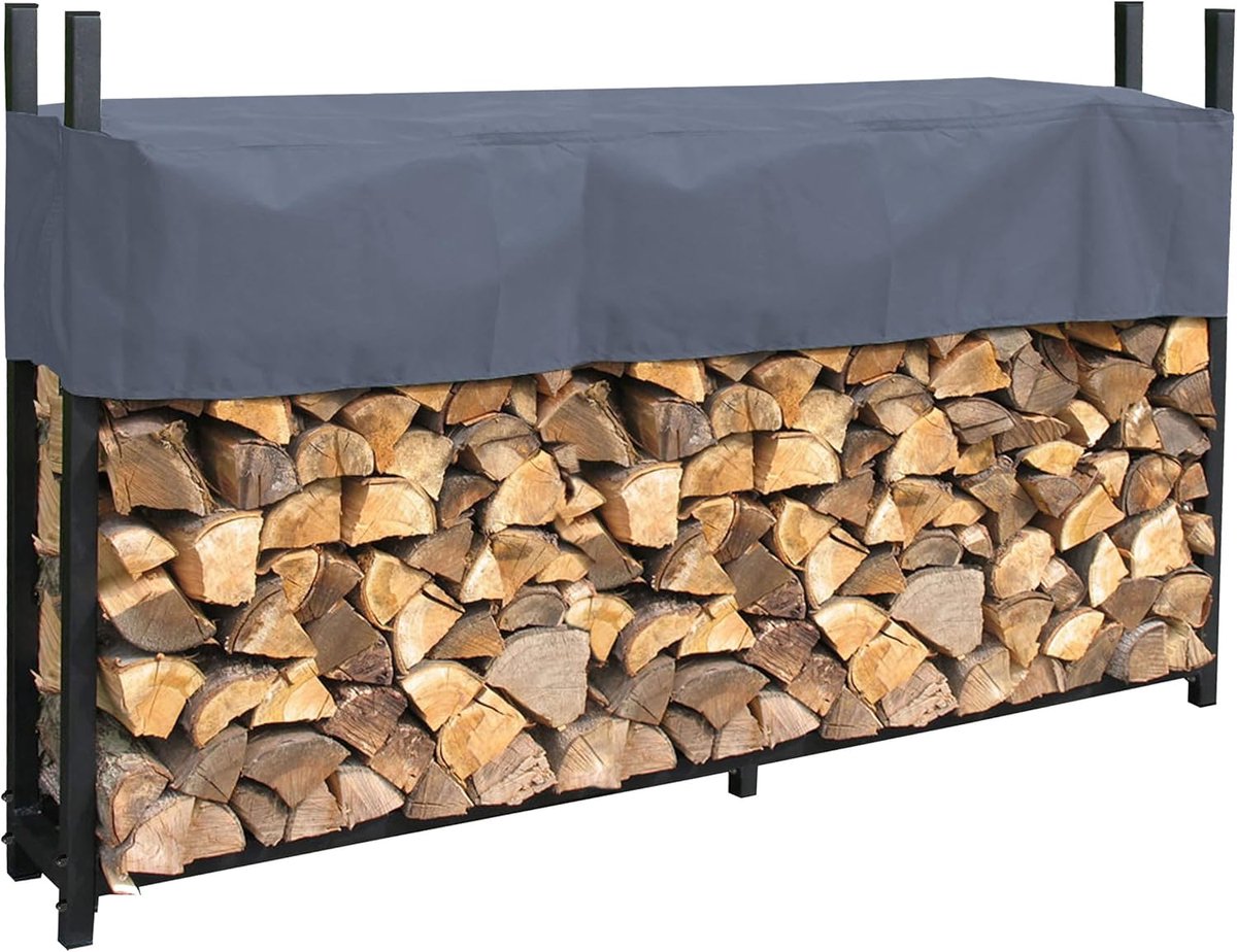 Imperatoris - Haardhout Rek - Haardhout Opslag - Haardhoutrek - Modern Ontwerp -Haardhout Rek - Rek voor Het Opbergen van Hout - 200 x 25 x 115 cm
