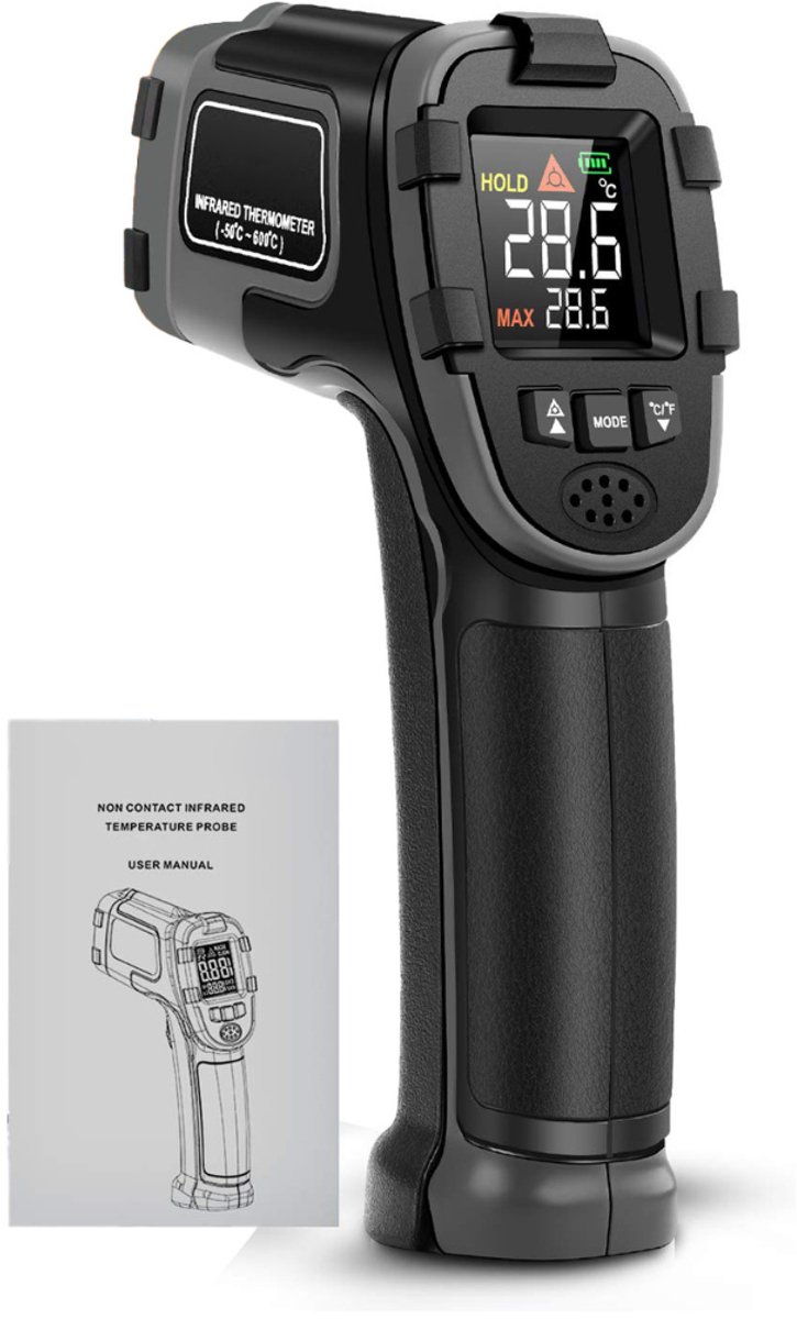 DVDSS® Infrarood thermometer - Nauwkeurig - -32 °C tot 600 °C - Instelbare emissiegraad, alarmfunctie bij hoog-/lage temperatuur - Zwart