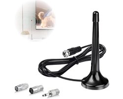 75 Ohm telescopische DAB FM-Radioantenne - met 3x Adapters - Actieve digitale antenne - Digitaal Radio Antenne - 3 meter Verlengkabel - Voor FM/DAB ontvangst