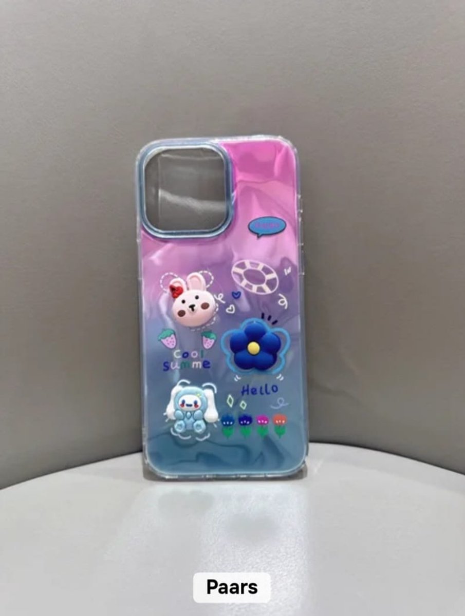 Trendy iPhone 17 Pro Telefoonhoes 3D Decoratie – Paars