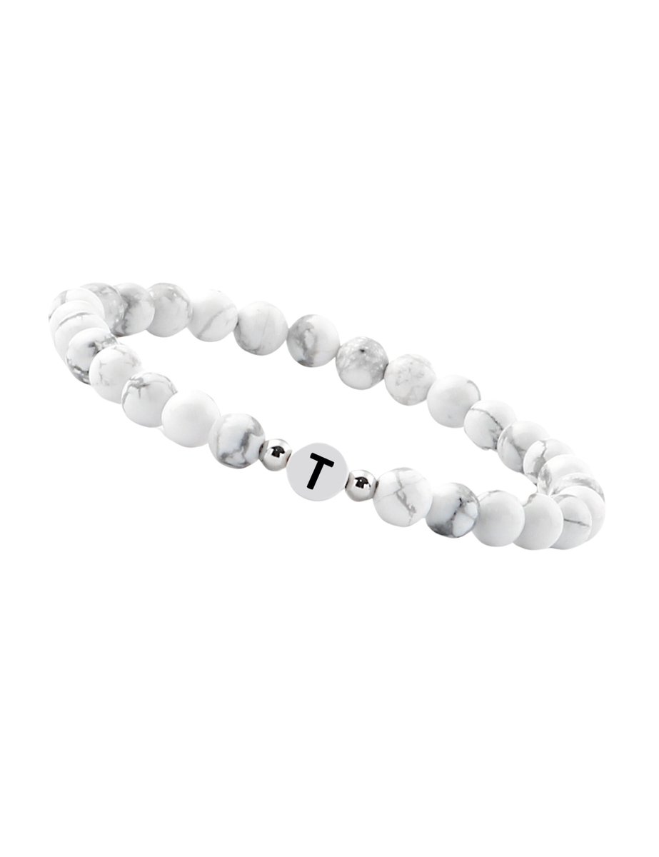 good.designs Parelarmband van howlietstenen met de letter T