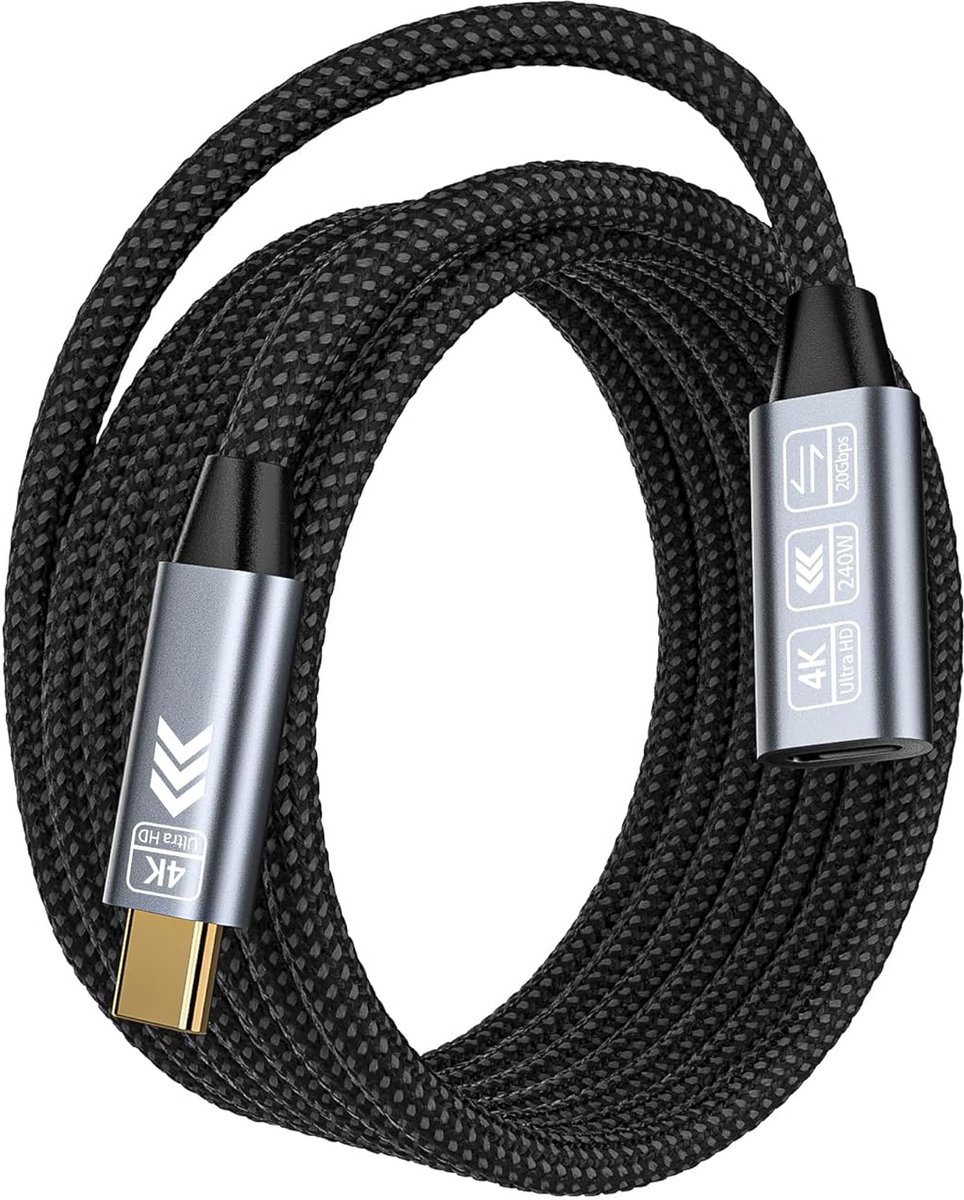 Verlengkabel USB-C 3.2 Gen 2 (20Gbps, 240W, 4K/60Hz)