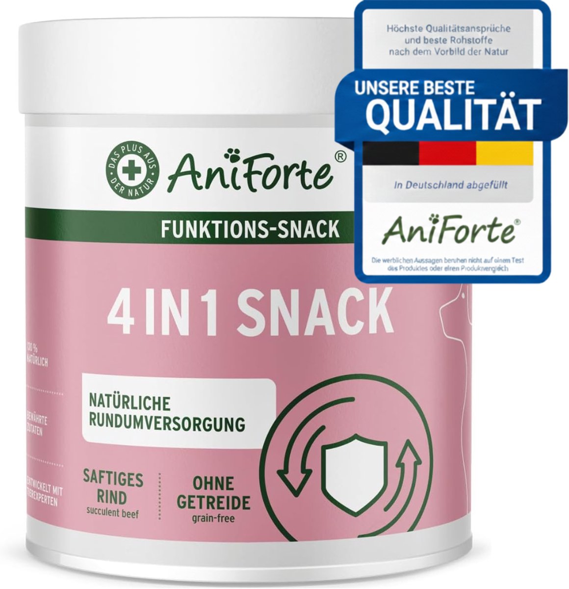 AniForte 4-in-1 Hondensnack 300g – Natuurlijk Functioneel Supplement voor Gewrichten, Immuniteit, Spijsvertering & Vacht, Graanvrij, Met Groene Mosselpulver, Inuline & Hondsroos