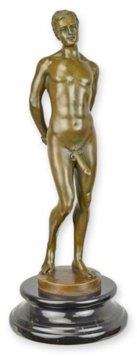 EEN EROTISCH BRONZEN BEELD VAN EEN MANNELIJK NAAKT
