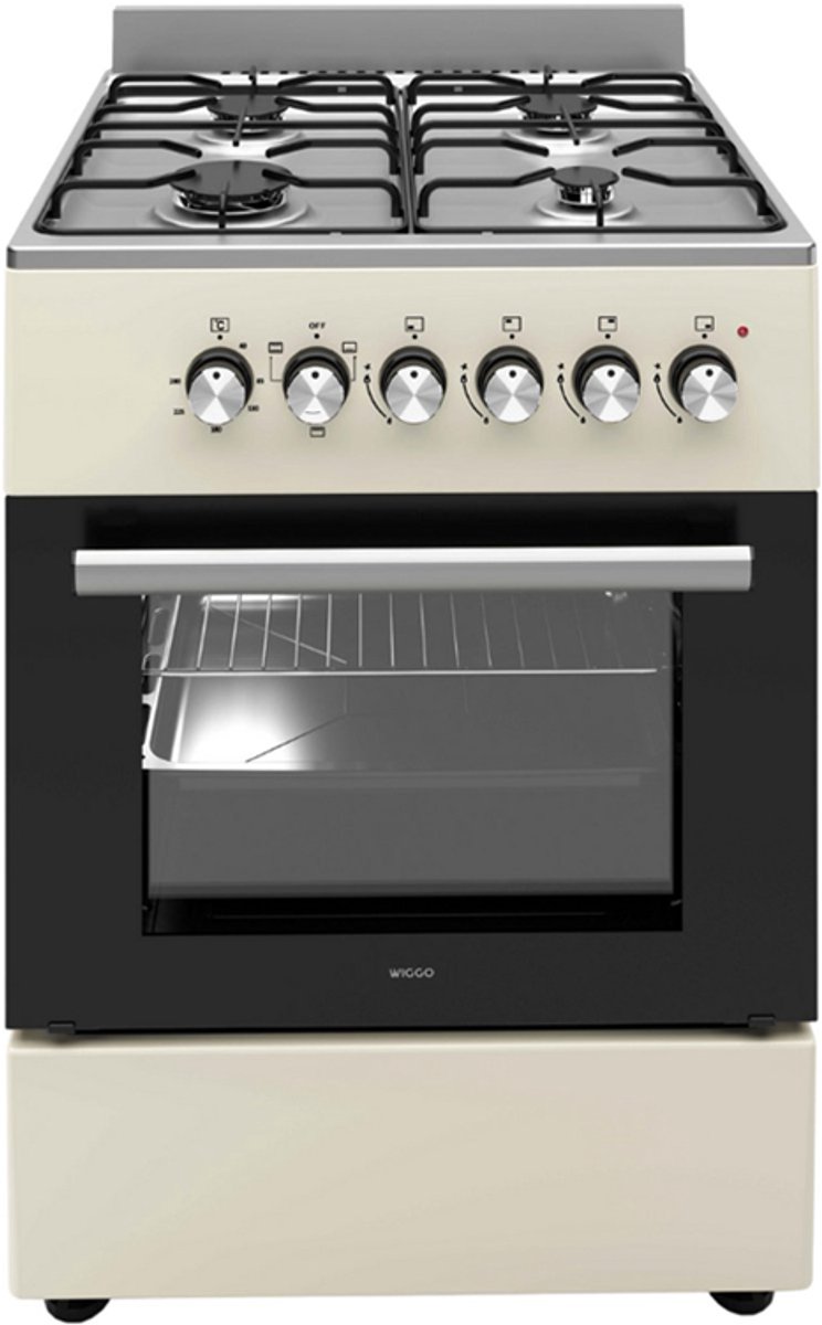 Wiggo WO-E606A(CX) – Vrijstaand Gasfornuis met Elektrische Oven (60 cm) – Creme