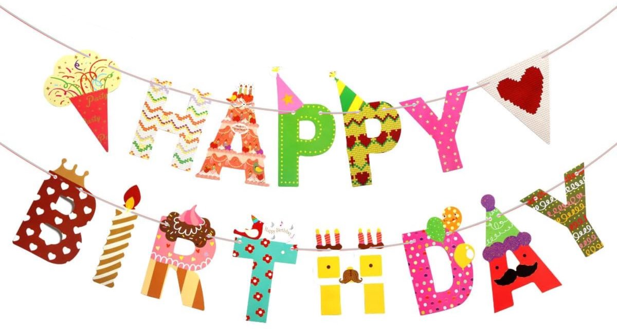 QTTVBTNA Happy Birthday Slinger – Bloemen & Baard Design – Verjaardag Decoratie – Feestdecoraties