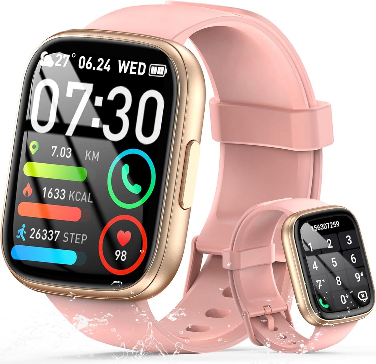 Waterdichte Smartwatch met Hartslagmeter, Oproepfunctie en Slaapmonitoring - Geschikt voor Dames en Heren