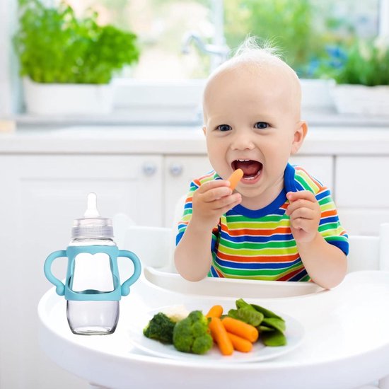 3-pack siliconen babyfles handgrepen voor smalle flessen - ergonomische flessenhouder - kinderen - baby - Dr. Brown - handig in gebruik van Merkloos — afbeelding 4