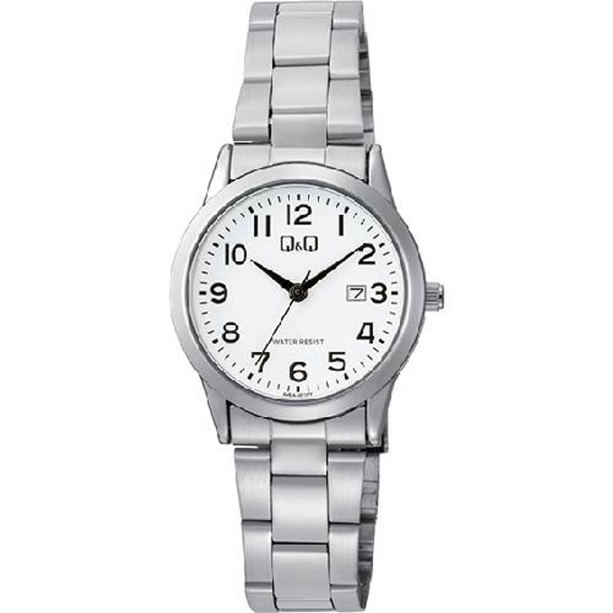 QQ-dameshorloge-model a45a-001py-datum aanduiding-duidelijke wijzerplaat-3 atm waterdicht-diameter 30 mm