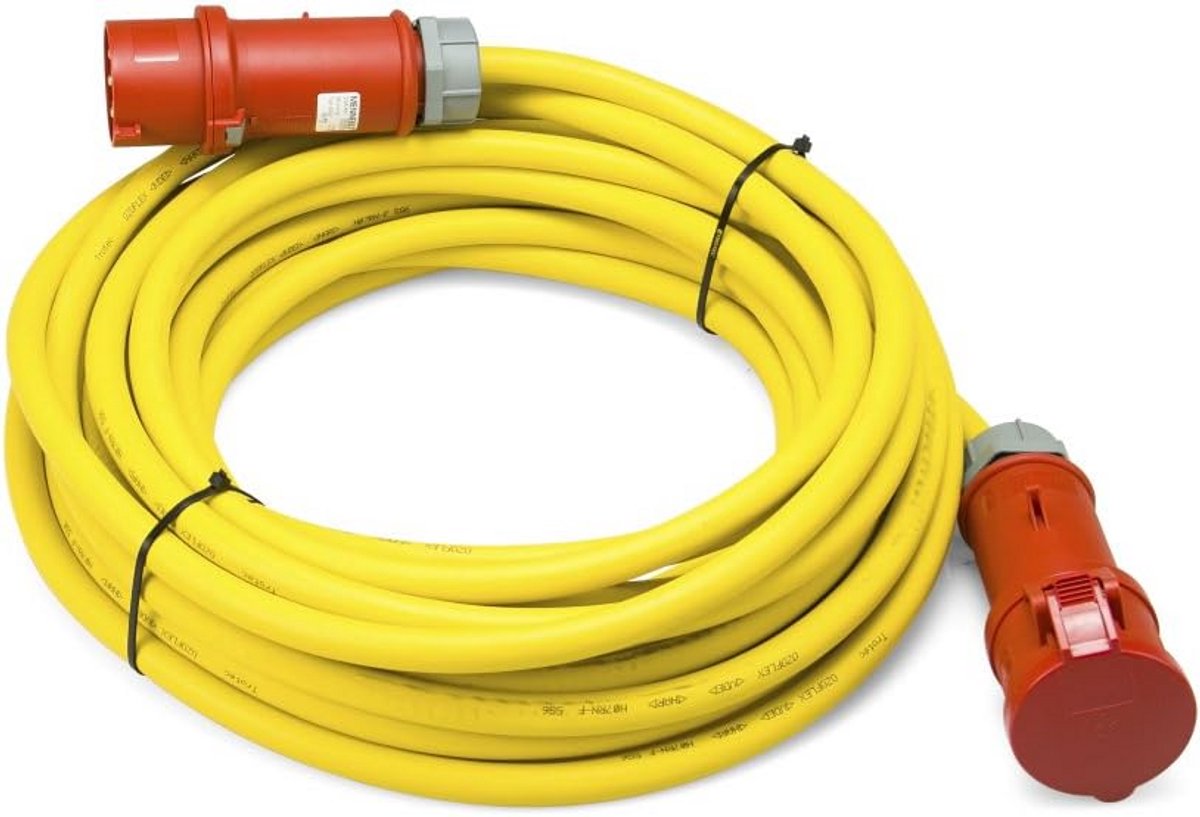 Professionele Verlengkabel 20 Meter CEE 32A 400V 5x6mm² Zware Krachtstroomkabel