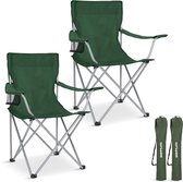 TRVLMORE Campingstoelen - Opvouwbaar - 2-Pack - 120KG Draagvermogen - Incl. Draagtas - Klapstoel - Visstoel - Kampeerstoel - Vouwstoel - Groen