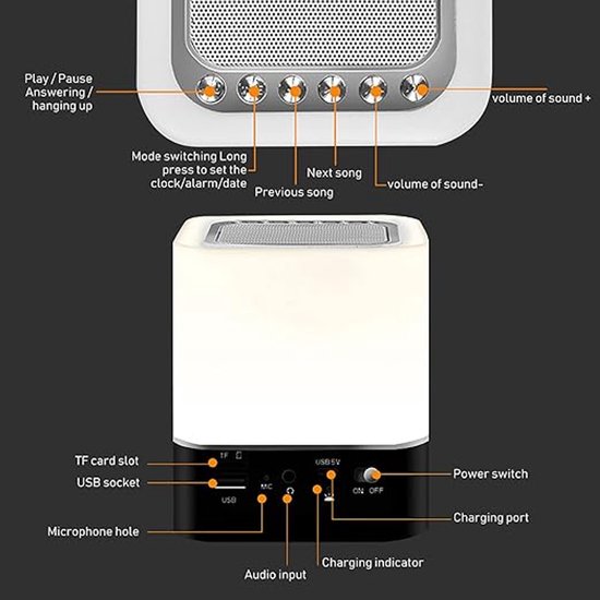 Verte Wake Up Light Wekker - Wekkerradio - Bluetooth Speaker - Digitale Wekker - LED Licht van Verte — afbeelding 2