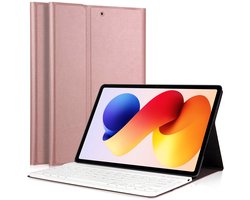 Hoes met toetsenbord geschikt voor Xiaomi Redmi Pad 2 Pro - Keyboard Book Case Cover Hoesje Rosegoud