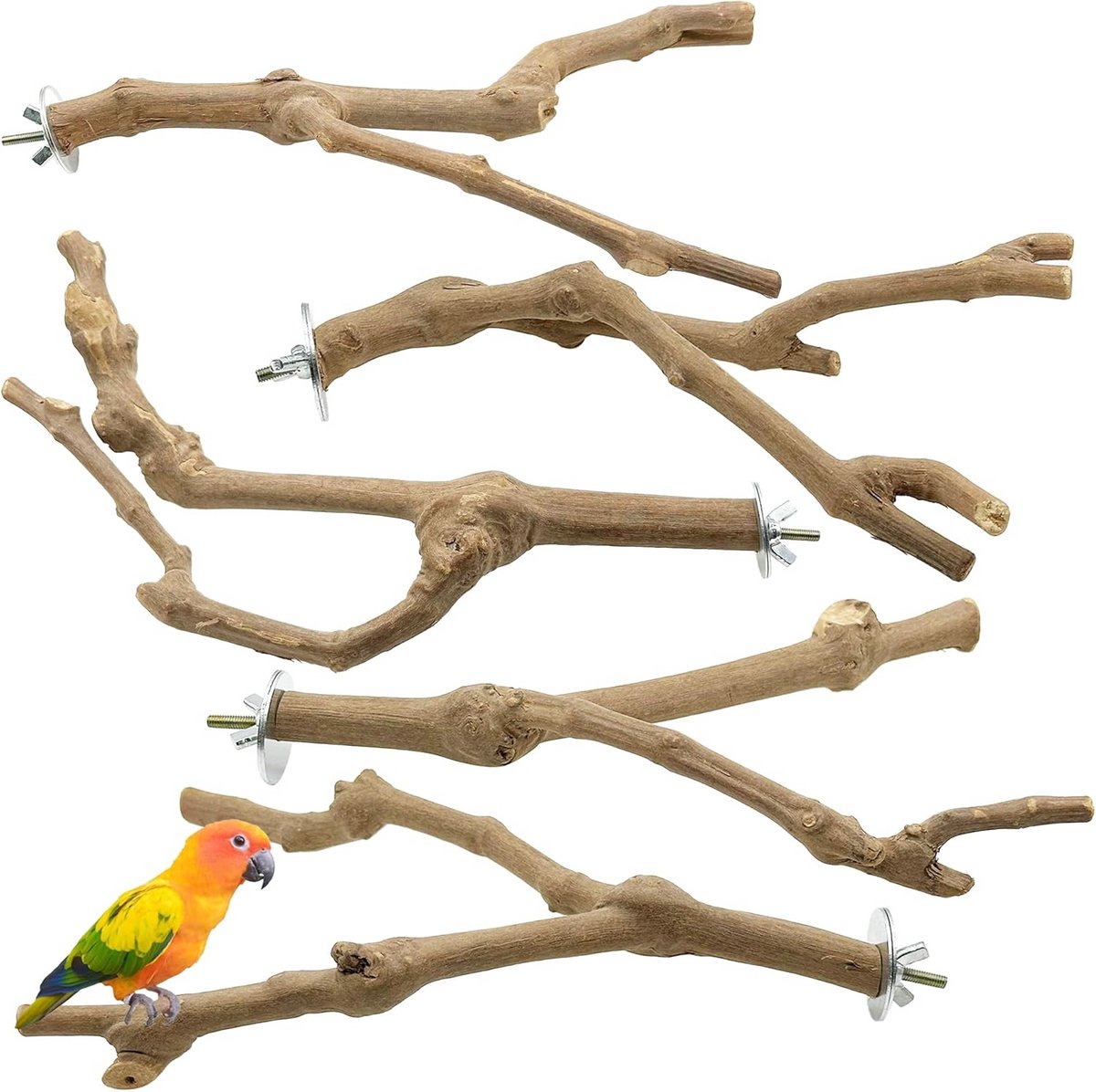 Natuurlijke Klimstokken voor Vogels en Parkieten - Set van 5 Zittelspeelgoed