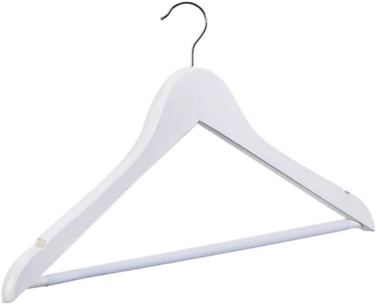 Set van 20 Antislip Houten Kledinghangers Wit Slank Design