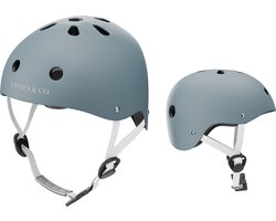 Liefjes & Co – Fietshelm Kind - Kinderhelm – Pastelblauw Maat S (48–56 cm) – Verstelbaar – Ventilerend – Met Kinbescherming