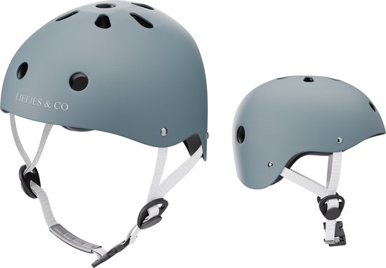 Liefjes & Co – Fietshelm Kind - Kinderhelm – Pastelblauw Maat S (48–56 cm) – Verstelbaar – Ventilerend – Met Kinbescherming