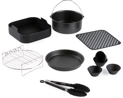 DOMO 168 Accessoires Airfryer – 12-delig – Geschikt voor (X)XL Airfryers (Ø 20,5 cm) – Heteluchtfriteuse Accessoires Set - PFAS-vrije antiaanbaklaag – Vaatwasmachinebestendig