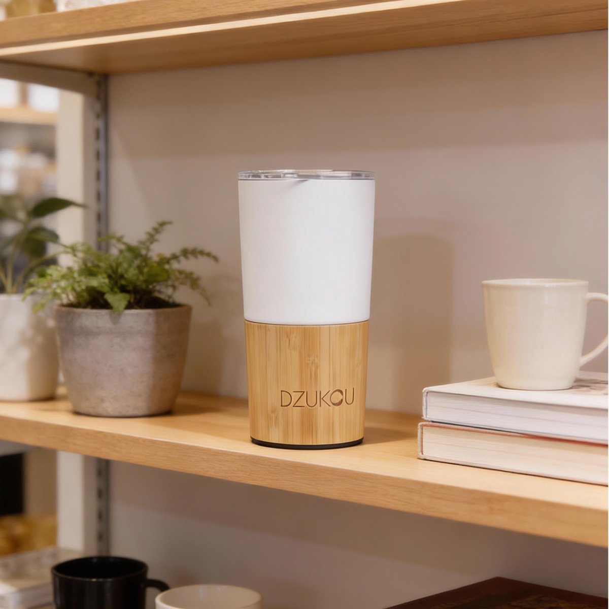 Dzukou Koffiebeker to go 470 ml RVS Bamboe – Herbruikbaar & lekvrij design — cadeau in Koken & Dineren - foto 2