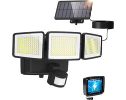 LUTEC Solis - LED solar security wandlamp voor buiten - PIR bewegingssensor - 700Lm - 7000K helder wit licht - IP44 weerbestendig - Zwart