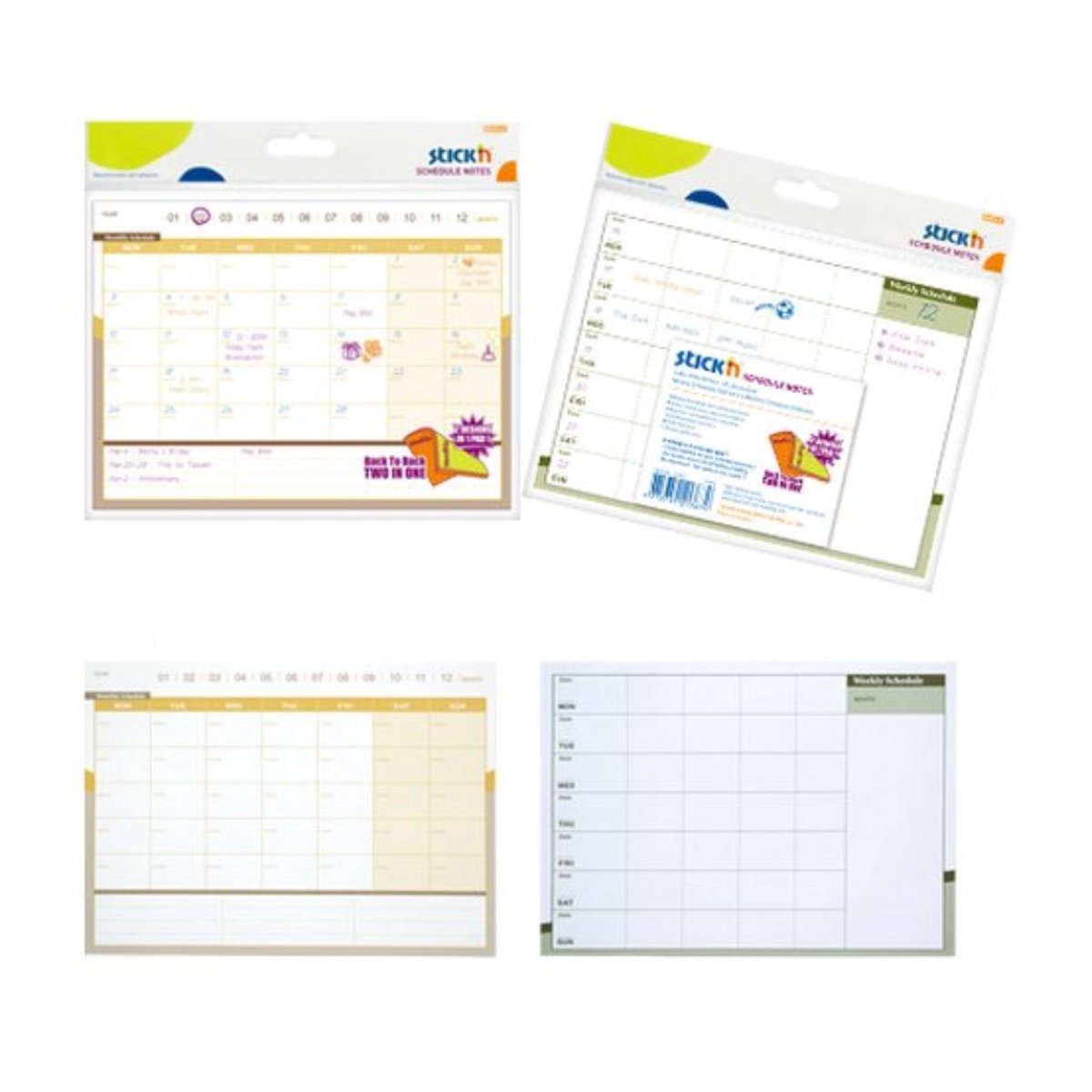 Stick'n - Zelfklevende - Weekplanner - Maandplanner - Tijdloos - Sticky Notes - 150 x 203 mm - 40 Planners