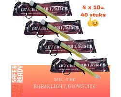 40 x Mil-Tec Professionele Breaklights / Glowsticks in 4 kleuren - Brand 8 tot 12 Uur !! - Noodpakket - Outdoor - Survival