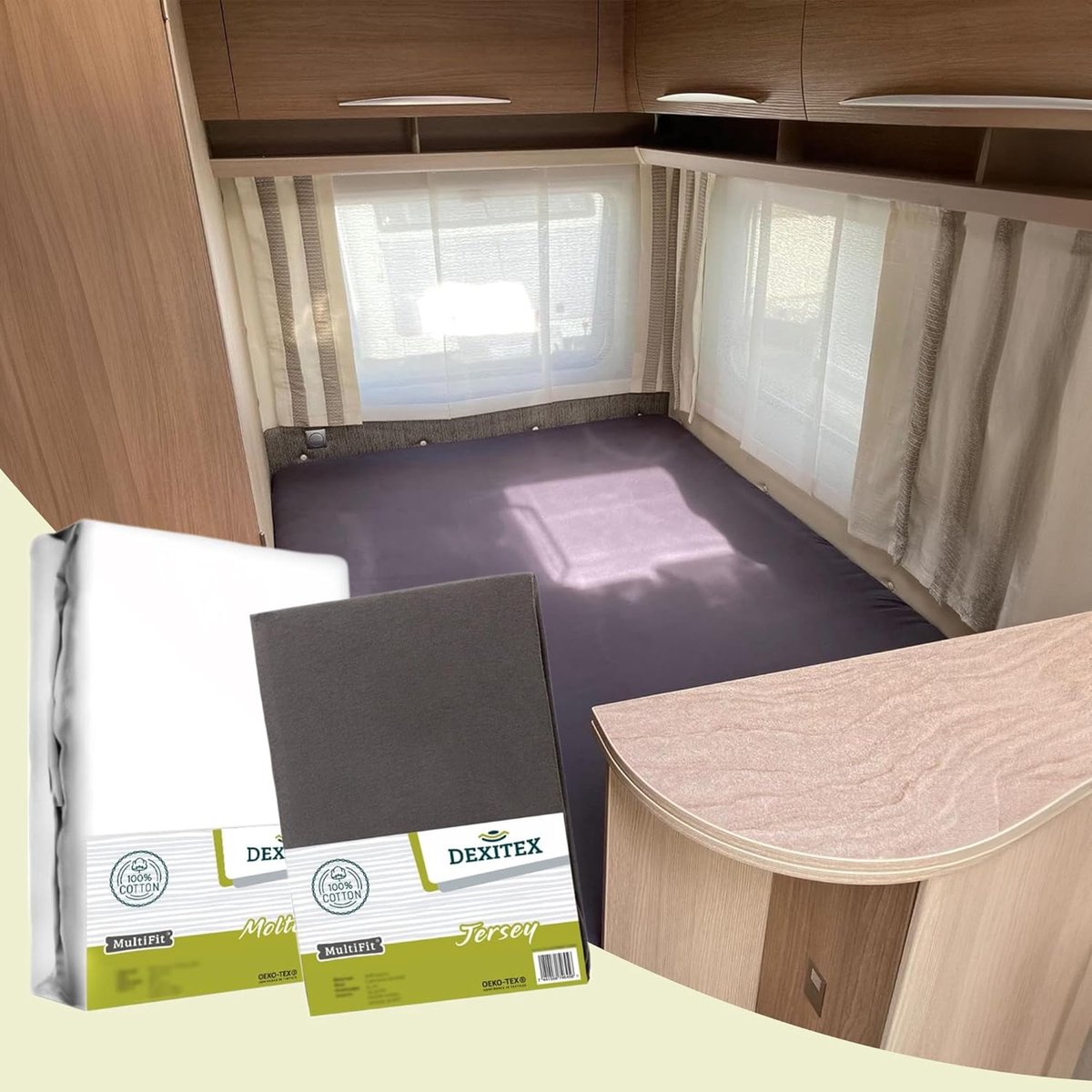 Dexitex Textielpakket Frans bed - 1 hoeslaken en 1 molton - links Antraciet