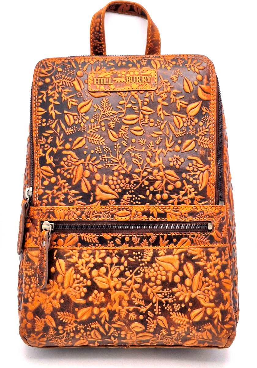 Boutique Trukado - Hillburry Rugtas met Relief Bloemen buin - (bxhxd) ca. 26cm x 26cm x 9cm
